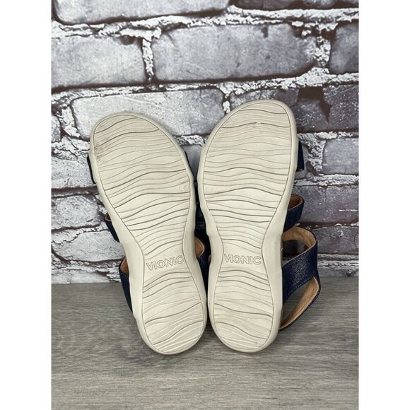 Vionic Amber Navy Blue Synthetic Adjustable Strappy Sandals Women Sz 7M US/37EU - Picture 14 of 16